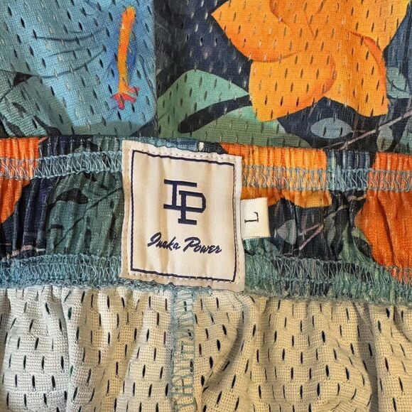 Inaka Power IP Floral Blue Shorts Sz Large Mesh Gym Shorts Hawaiian Hibiscus Men - Picture 6 of 6